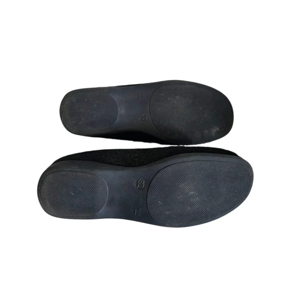 Primigi Vera Pelle Black Ballet Flat Shoes Pony Hair Patent Girls Size 32 / US 1
